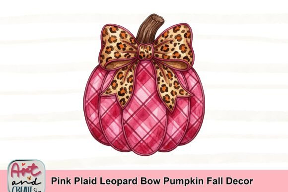Embrace Autumn Charm with a Pink Plaid Leopard Bow Pumpkin
