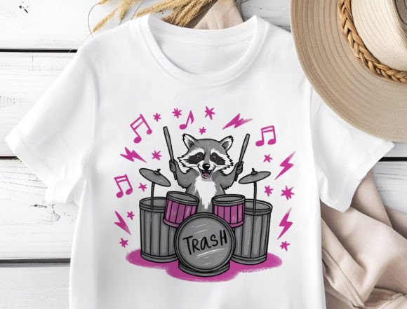 Funny Raccoon Trash Drummer: A Playful Design Asset