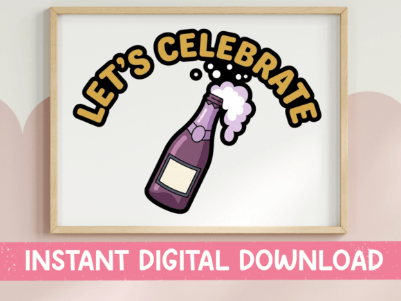 Let's Celebrate Champagne Bottle Sticker: Your Go-To Digital Asset for Milestones