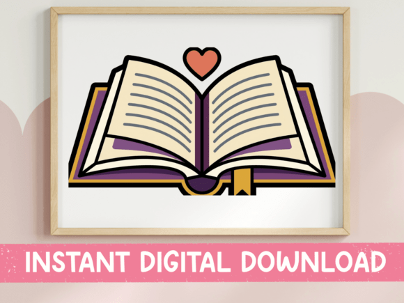 Open Book with Heart Book Lover Sticker: A Design Asset for Storytellers