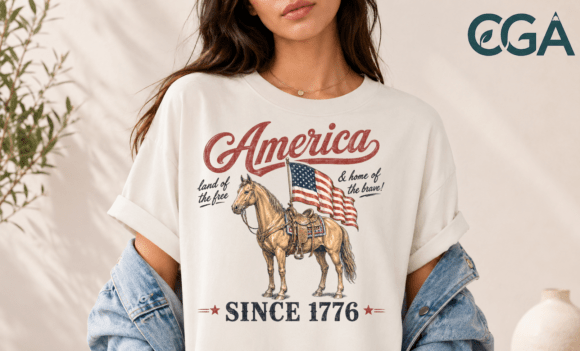 Patriotic Horse American Flag PNG: Western Heritage Design