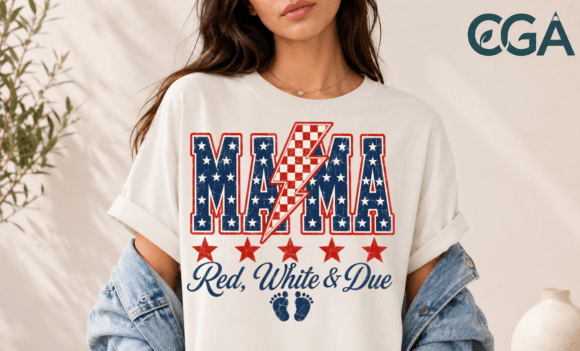 Red White and Due Patriotic Mama PNG: A Bold Reveal Design