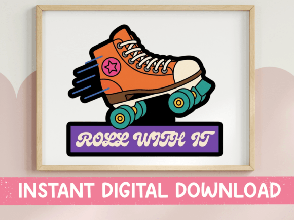 Roll with It Retro Roller Skate Design: A Bold Vintage Asset