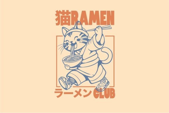 Vintage Japanese Food Ramen Club T-shirt Design